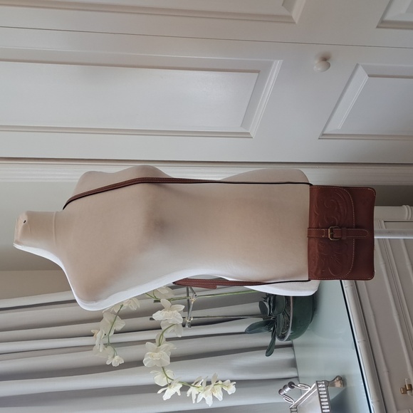 PATRICIA NASH Womens Torri Brown Leather Heritage Collection‎ Crossbody/Clutch